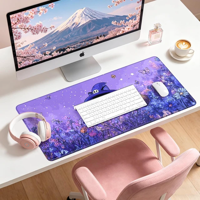 Alt view image 2 of 7 - Large Gaming Mouse Pad 31.5 x 15.7 in Witch Cat