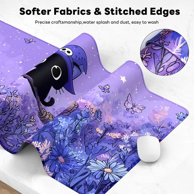 Alt view image 4 of 7 - Large Gaming Mouse Pad 31.5 x 15.7 in Witch Cat