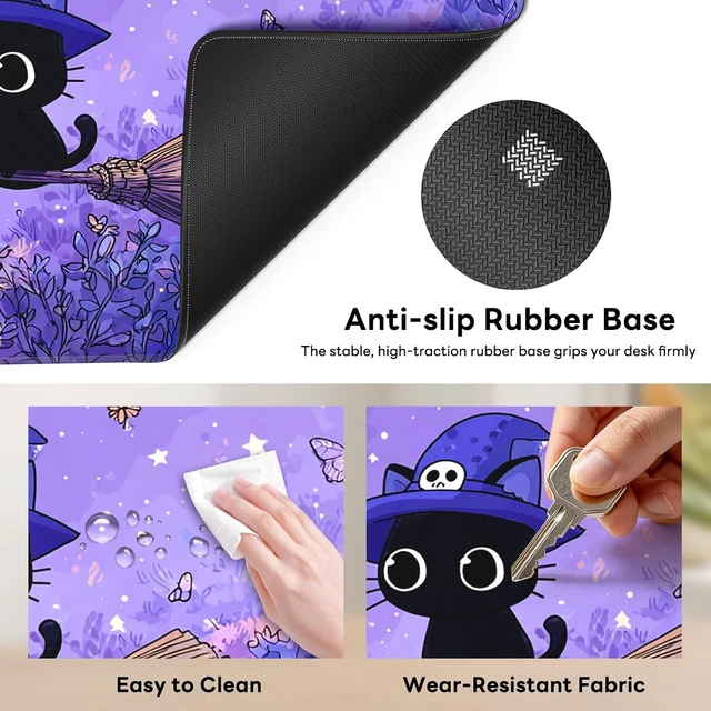 Alt view image 5 of 7 - Large Gaming Mouse Pad 31.5 x 15.7 in Witch Cat