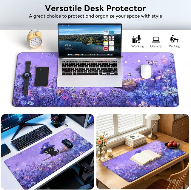Alt view image 7 of 7 - Large Gaming Mouse Pad 31.5 x 15.7 in Witch Cat