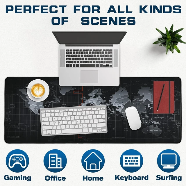 Alt view image 6 of 7 - Mouse Pad Gaming - Desk Mat for Keyboard and Mouse - Large Mouse Pads for Desk Gaming Mousepad with Non-Slip Base Desks Pad (31.5 X 11.8) for Game Office and Home