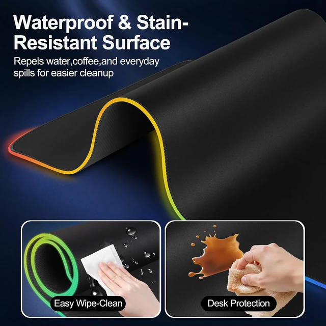 Alt view image 3 of 7 - RGB LED Gaming Mouse Pad with Magnetic Wireless Charging&Foldable Phone Holder 15 Light Modes 15W Fast Charge Waterproof Keyboard Pad 80*40*0.4CM XXL Ultra-Smooth Desk Mat for MacBook PC Laptop