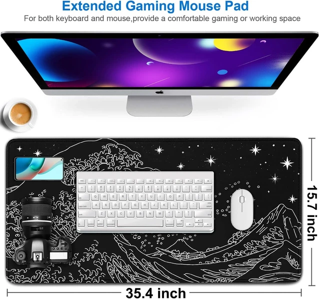 Alt view image 2 of 7 - Large Extended Mouse Pad Gaming 35.4x15.7 inch Computer Keyboard Mouse Mat