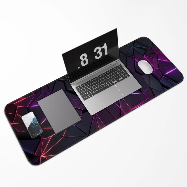 Alt view image 5 of 7 - Stylish Geometric Design Gaming Mouse pad Non-Slip Rubber Base Stitched Edges 31.5x11.8 inch Large Mouse pad Suitable for Gaming and Desk Pads