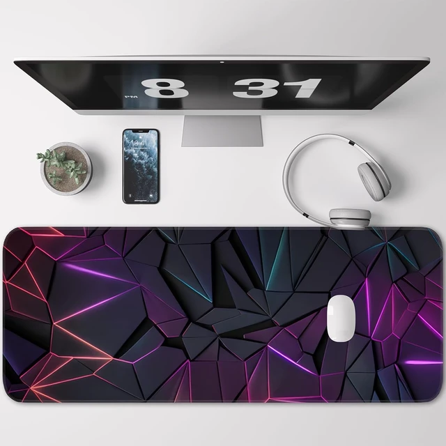 Alt view image 2 of 7 - Stylish Geometric Design Gaming Mouse pad Non-Slip Rubber Base Stitched Edges 31.5x11.8 inch Large Mouse pad Suitable for Gaming and Desk Pads