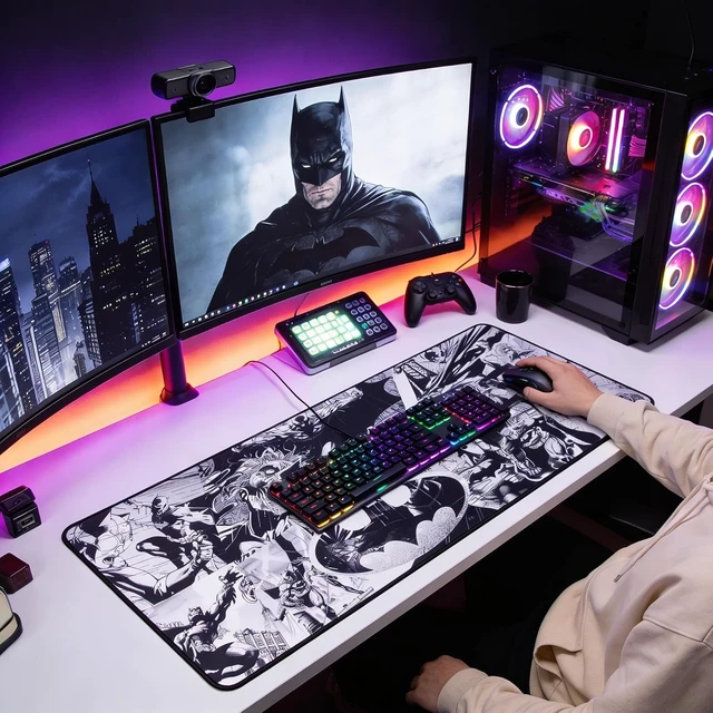 Alt view image 2 of 6 - Batman Mouse Pad XXL 35x15 in Gaming Desk Mat Extra Large