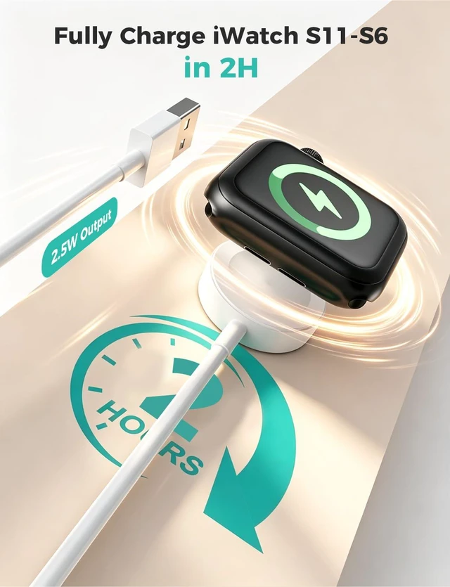 Alt view image 4 of 7 - ???????? ???????????????? for Watch Charger USB Magnetic Charging Cable Portable Wireless Charging Accessories Compatible with iWatch 12/11/10/9/8/7/6/5/4/3/2 SE-3.3FT