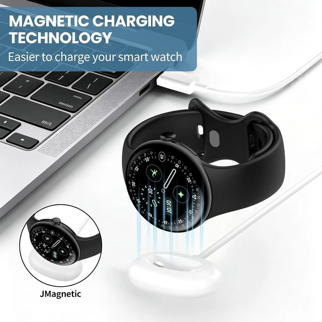 Alt view image 2 of 7 - USB?A & Type-C Magnetic Charging Cable for Google Pixel Watch 4 Smart Watch Charger