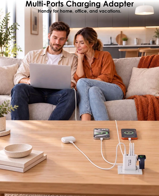Alt view image 7 of 7 - 6 in 1 Fast Charger for Watch Charger with 60W 10FT USB C-USB C Cable