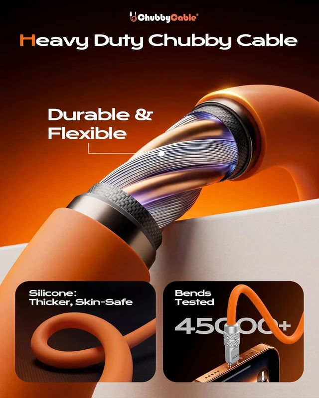Alt view image 5 of 7 - 2 in 1 USB C Cable for Watch 40Mins 80% Orange 4FT