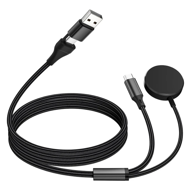 Main image of 2-in-2 USB A/C to Galaxy Watch/USB C Multiple Portable Travel Charger Cable