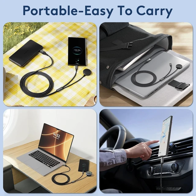Alt view image 5 of 6 - 2-in-2 USB A/C to Galaxy Watch/USB C Multiple Portable Travel Charger Cable