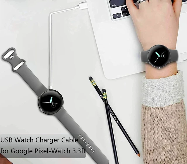 Alt view image 2 of 7 - USB Watch Charger Cable for Google Pixel-Watch Magnetic Replacement Charging Cable Cord Stand for Google Pixel Smartwatch White 3.3FT