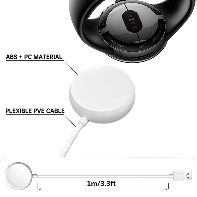 Alt view image 6 of 7 - USB Watch Charger Cable for Google Pixel-Watch Magnetic Replacement Charging Cable Cord Stand for Google Pixel Smartwatch White 3.3FT