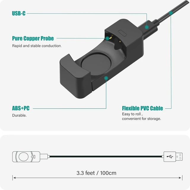 Alt view image 4 of 7 - Charger Cable Compatible with Withings Scanwatch 2