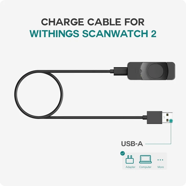 Alt view image 2 of 7 - Charger Cable Compatible with Withings Scanwatch 2