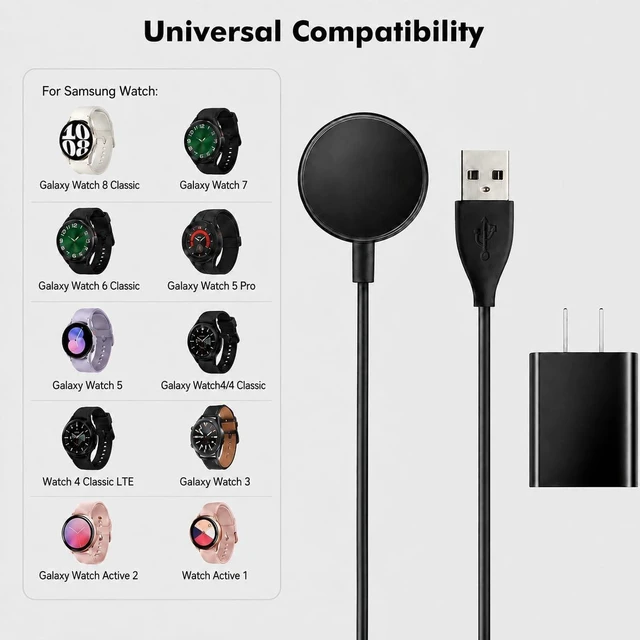 Alt view image 2 of 7 - 6FT Long Watch Charger Compatible for Galaxy Watch 8/8 Classic/7/6/Ultra 6 Classic 5/5 Pro/4/4 Classic/3/Active 2/1 Wall Fast Charger Magnetic Wireless Watc-h Charging Cable