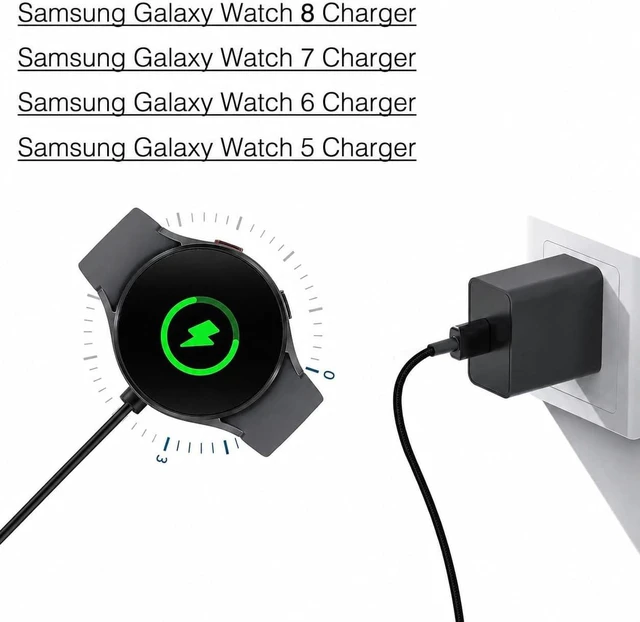Alt view image 4 of 7 - 6FT Long Watch Charger Compatible for Galaxy Watch 8/8 Classic/7/6/Ultra 6 Classic 5/5 Pro/4/4 Classic/3/Active 2/1 Wall Fast Charger Magnetic Wireless Watc-h Charging Cable