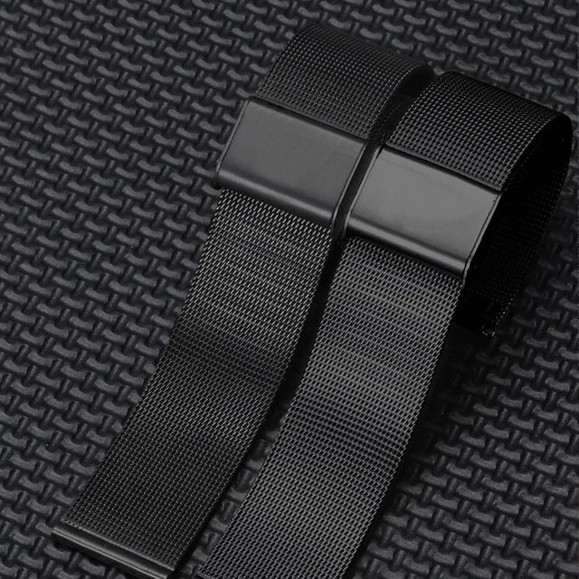 Alt view image 3 of 7 - Mesh Watch Band Metal - Black Quick Release Watch Bands for Men Women - Stainless Steel Smart Watches Strap Bracelet Replacement - 10mm 12mm 14mm 16mm 18mm 20mm 22mm