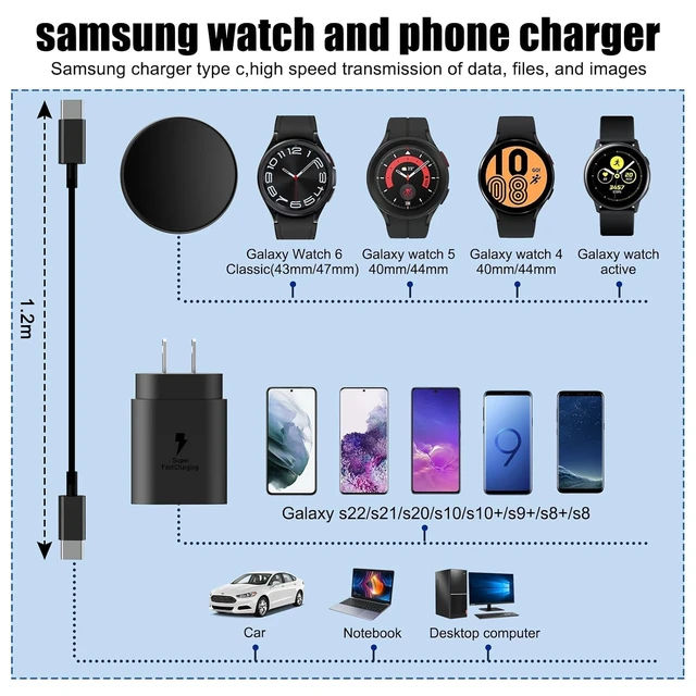 Alt view image 4 of 6 - Galaxy Watch Charger(Split) C Charger Cable Fast Charging 25W Super Fast Charger Compatible with Galaxy Watch 8/7/6/6 Classic/5 Pro/5/4/4 Classic and Galaxy S25 S24 S23 Ultra S22 Z flip 7 (5FT)