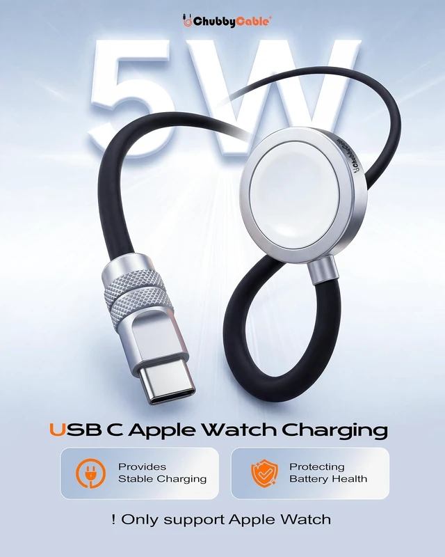 Alt view image 2 of 7 - Magnetic Charger for Watch USB-C Cable Black 4FT