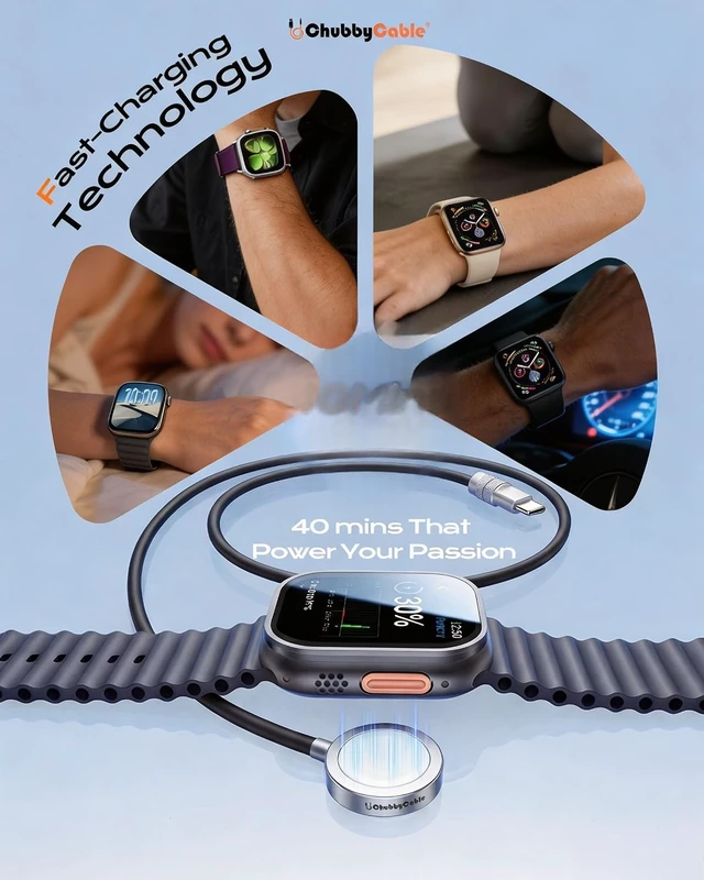 Alt view image 5 of 7 - Magnetic Charger for Watch USB-C Cable Black 4FT