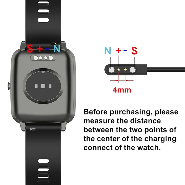 Alt view image 2 of 7 - Smart Watch Charger Magnetic Universal Charging Cable Pin Spacing 2.54mm/4mm/7.62mm Compatible for Smartwatch (Black 4mm)