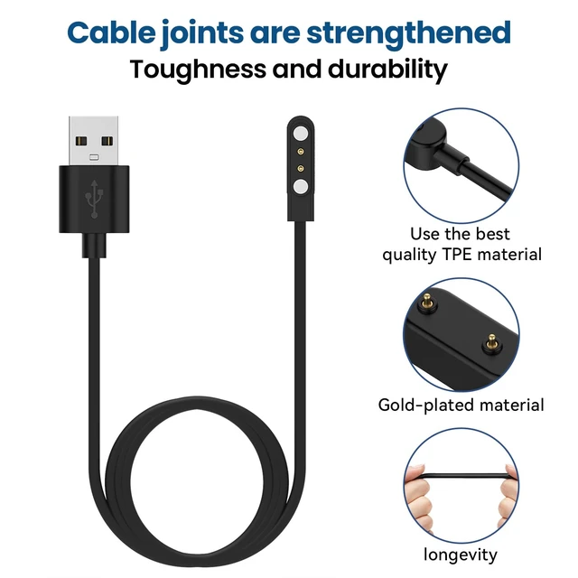 Alt view image 5 of 7 - Smart Watch Charger Magnetic Universal Charging Cable Pin Spacing 2.54mm/4mm/7.62mm Compatible for Smartwatch (Black 4mm)