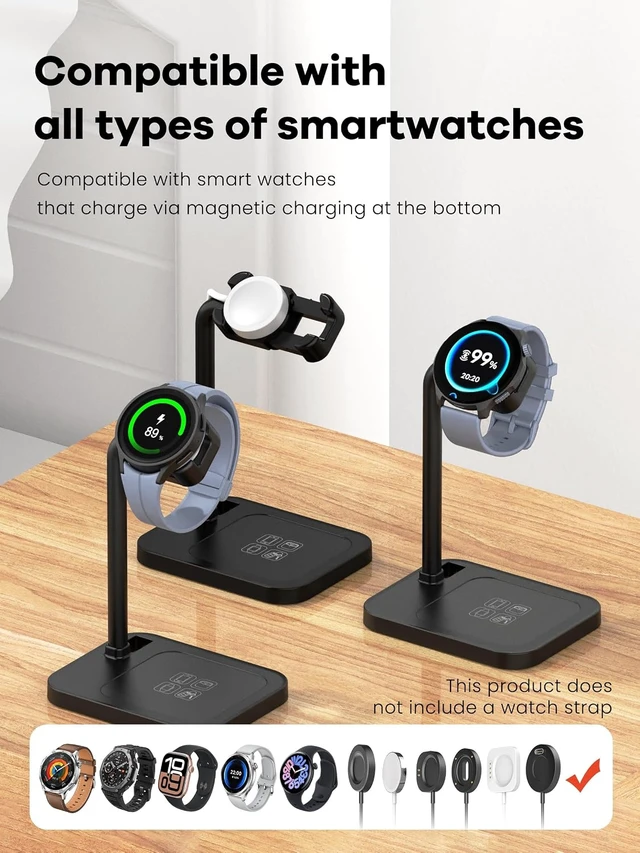 Alt view image 4 of 7 - Universal Adjustable Smartwatch Charging Dock with Telescopic Stand