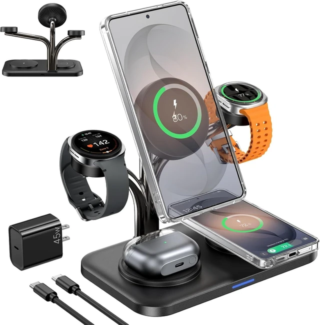 Main image of 45W 5 in 1 Magnetic Charging Station for Dual Phone & Galaxy Watch Wireless Charger Stand Fast Mag-Safe Charger for Galaxy S26 Ultra/S25/Z Fold7/Flip7 Galaxy Watch Ultra/8/7 & Buds
