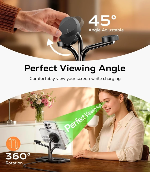 Alt view image 7 of 7 - 45W 5 in 1 Magnetic Charging Station for Dual Phone & Galaxy Watch Wireless Charger Stand Fast Mag-Safe Charger for Galaxy S26 Ultra/S25/Z Fold7/Flip7 Galaxy Watch Ultra/8/7 & Buds