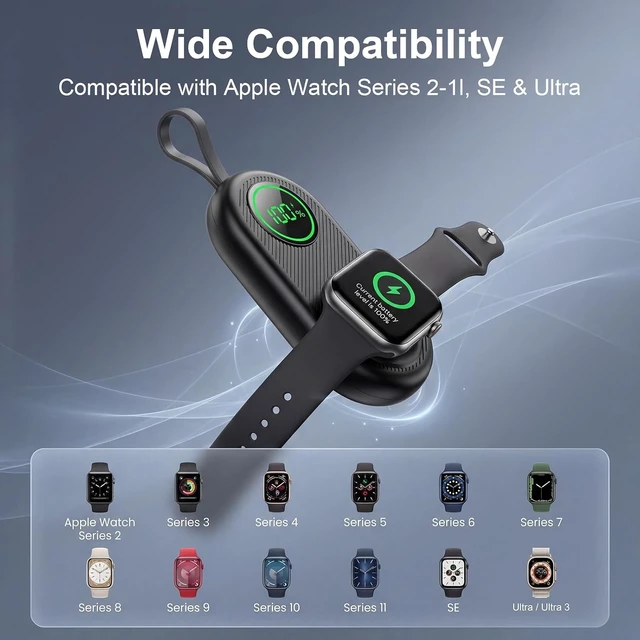 Alt view image 3 of 7 - 2026 Upgraded 2500mAh Portable Charger for Watch 2-in-1 Wireless