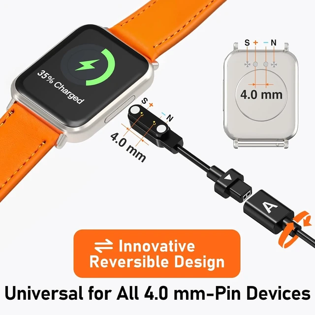 Alt view image 3 of 7 - AB400 Reversible Smart Watch Charger Magnetic Charging Cable
