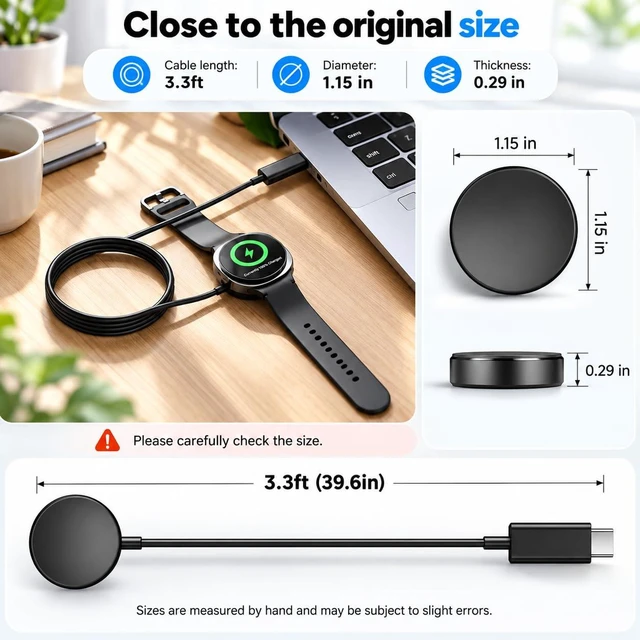 Alt view image 5 of 7 - 20W USB C Watch 9 Fast Charger Cable Compatible for Galaxy Watch 9 Ultra 2 8/8 Classic 7/6 5/5 Pro/4/4/6 Classic 3/Active 2/1 USB C to Magnetic Charging Cable Wall Charger 3.3FT