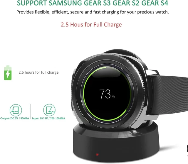 Alt view image 2 of 6 - Watch Charger for Gear S2 Charging Dock with Micro USB Charging Cable for Smausng Gear S3 S2 Classic S3 Frontier S4 Smart Watch