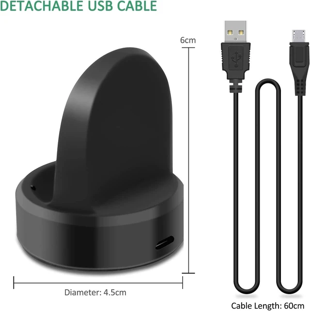 Alt view image 6 of 6 - Watch Charger for Gear S2 Charging Dock with Micro USB Charging Cable for Smausng Gear S3 S2 Classic S3 Frontier S4 Smart Watch