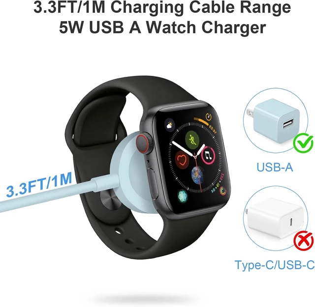 Alt view image 2 of 7 - Fast Charger for Watch Charger 3.3FT USB A iWatch Charger Blue