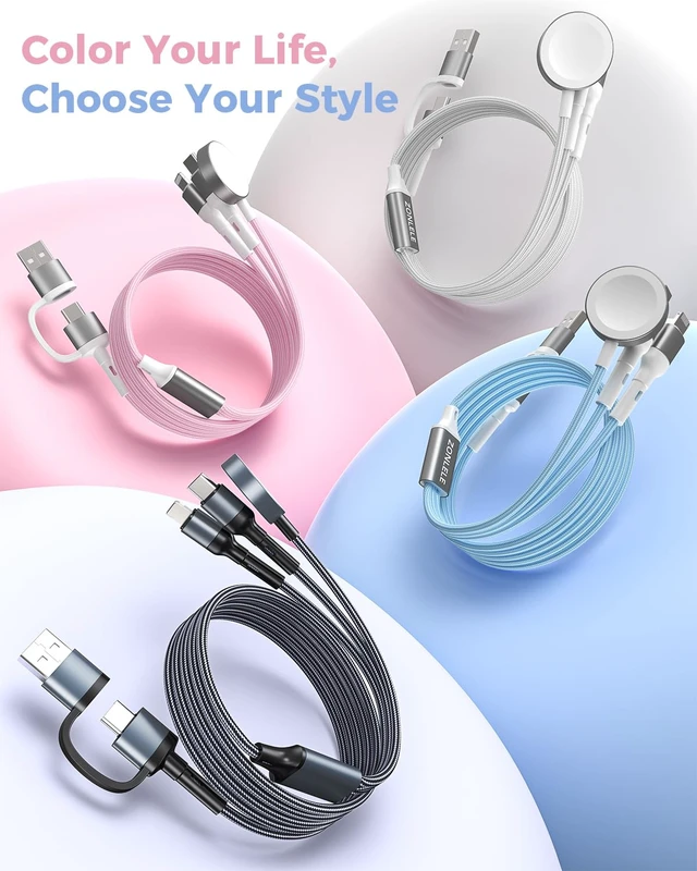 Alt view image 2 of 7 - White Travel Essentials for Watch Charger Multi Charging Cable for iPhone 18 iWatch Charger USB C Cord Car Cruise RV Camping Essentials 2026 for iWatch Ultra/12&iPhone 18/17/16 One Cables