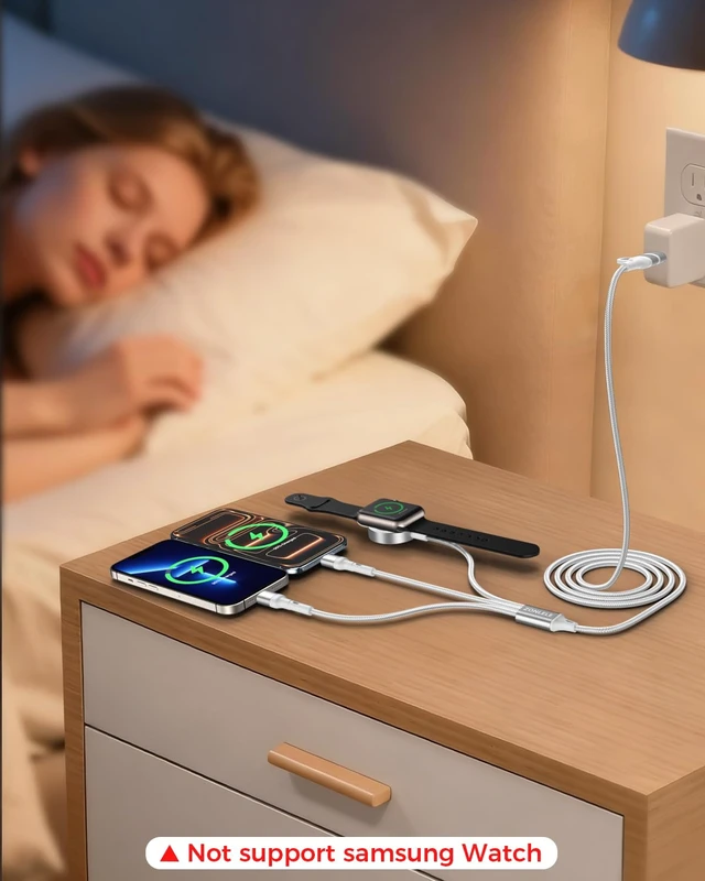 Alt view image 5 of 7 - White Travel Essentials for Watch Charger Multi Charging Cable for iPhone 18 iWatch Charger USB C Cord Car Cruise RV Camping Essentials 2026 for iWatch Ultra/12&iPhone 18/17/16 One Cables