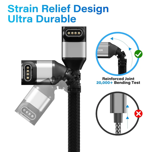 Alt view image 2 of 7 - Right-Angle Garmin Watch Charger Cable 6 FT-2 Pack 90 Degree USB A to Garmin Braided Fast Charging Adapter Cord for Garmin Fenix Forerunner Instinct Venu Vivoactive Epix Tactix