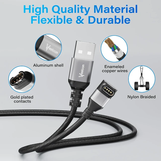 Alt view image 5 of 7 - Right-Angle Garmin Watch Charger Cable 6 FT-2 Pack 90 Degree USB A to Garmin Braided Fast Charging Adapter Cord for Garmin Fenix Forerunner Instinct Venu Vivoactive Epix Tactix