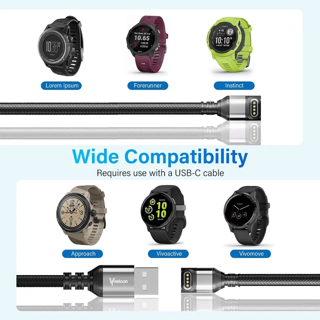 Alt view image 6 of 7 - Right-Angle Garmin Watch Charger Cable 6 FT-2 Pack 90 Degree USB A to Garmin Braided Fast Charging Adapter Cord for Garmin Fenix Forerunner Instinct Venu Vivoactive Epix Tactix