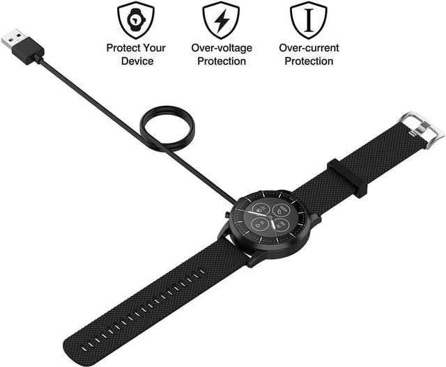 Alt view image 5 of 7 - Charger Compatible with Fossil Hybrid Smartwatch HR Accessory Rapid Charger Magnetic USB Charger - 3.3 Feet (Black)