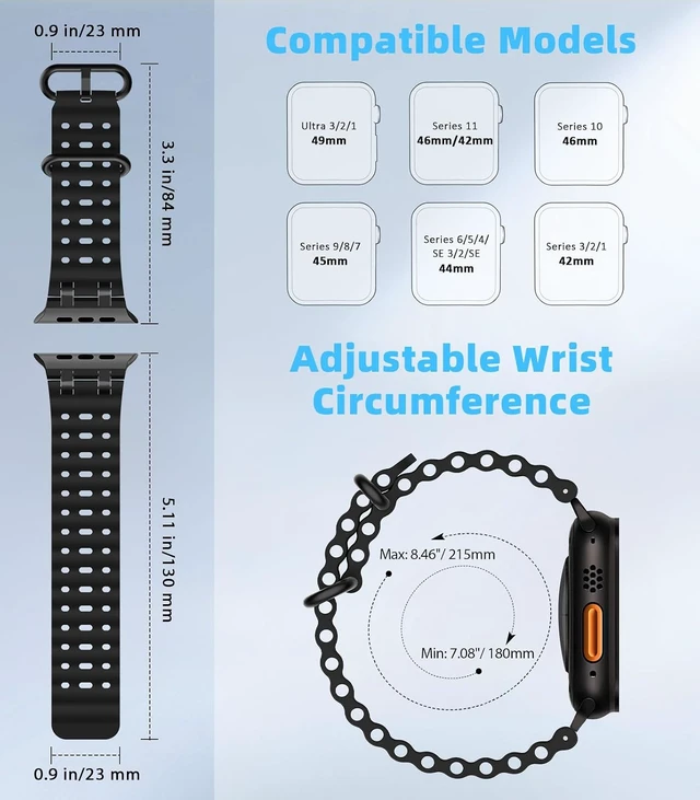 Alt view image 2 of 7 - Upgraded Ocean Band Compatible with Watch 42/44/45/46/49mm