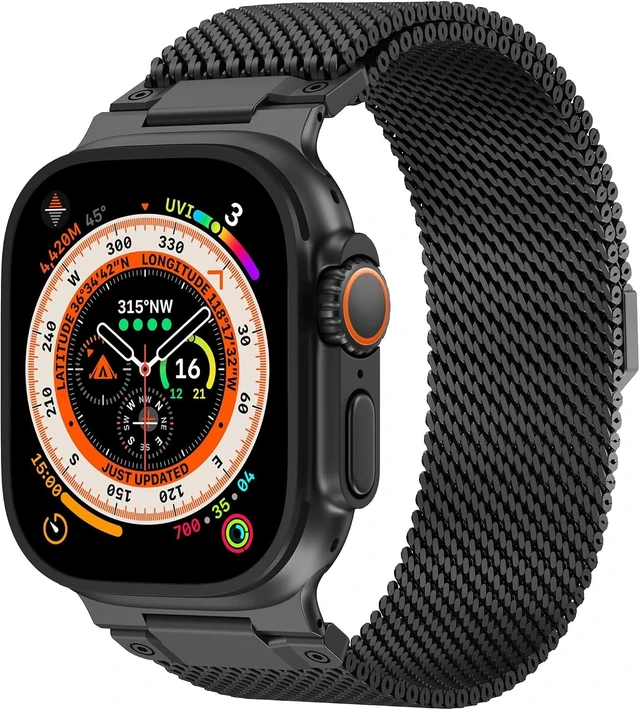 Main image of Milanese Loop Compatible for Watch Ultra 4 3 2 1 Band 49 46 45 44 42mm Men Stainless Steel Rugged Mesh Band Strong Magnetic Adjustable Strap for iWatch Series 12/11/10/9/8/7/6/5/4/SE/Ultra