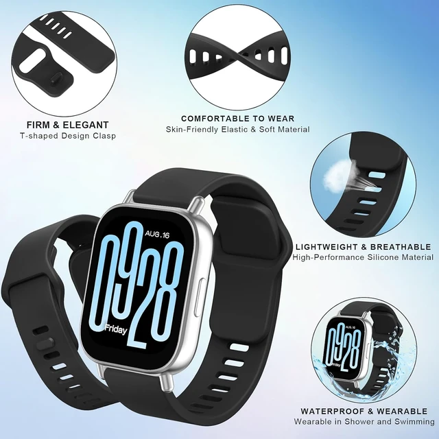 Alt view image 3 of 7 - 4-PACK Bands for Redmi Watch 5 Active/Redmi Watch 5 Lite Straps Women Men Soft Silicone Sport Watch Strap for Xiaomi 5 Lite / 5 Active Strap