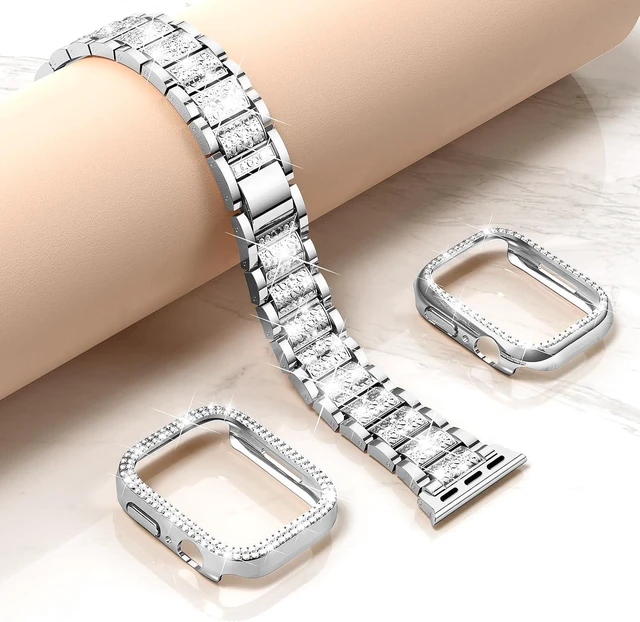 Alt view image 3 of 6 - Bling Bands for Watch Women and 2P Case Metal Band for iwatch
