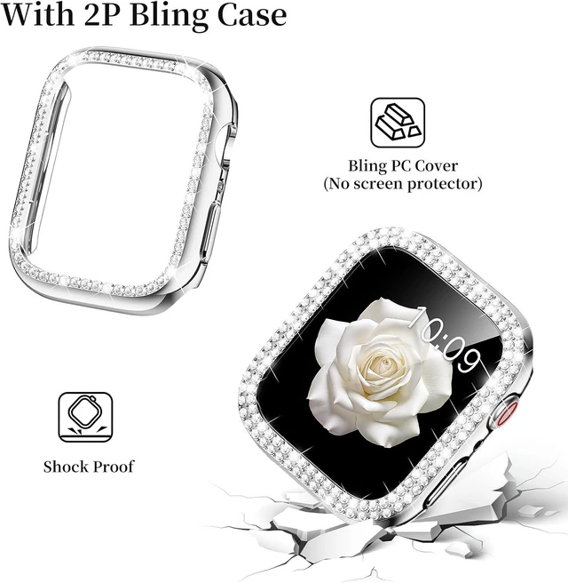 Alt view image 4 of 6 - Bling Bands for Watch Women and 2P Case Metal Band for iwatch