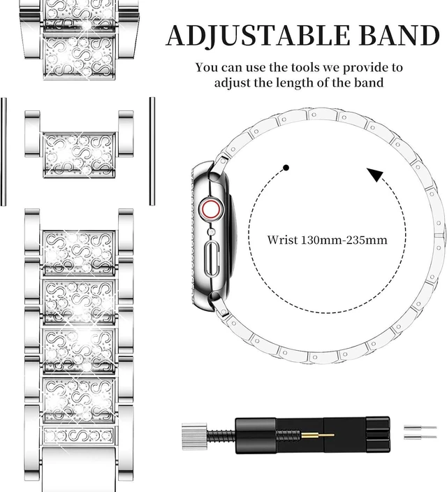 Alt view image 5 of 6 - Bling Bands for Watch Women and 2P Case Metal Band for iwatch