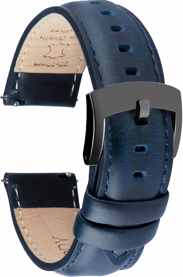 Main image of Leather Watch Bands Quick Release Elegant Top Grain Leather Watch Straps for Men & Women Choice of Color & Width - 18mm 19mm 20mm 21mm or 22mm Wristbands Bracelet for Watch & Smartwatch